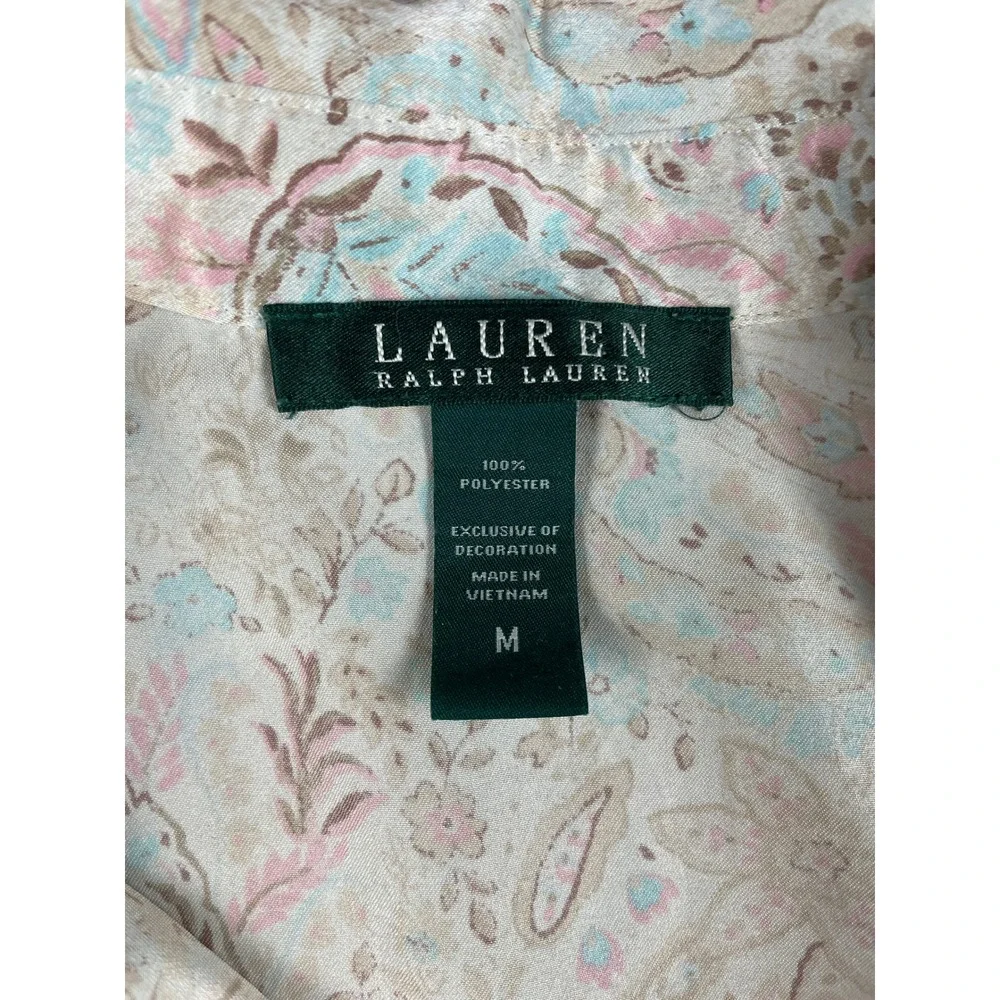 Lauren Ralph Lauren Paisley Nightgown Coquette Grandmacore Satin Pink Blue M - Picture 2 of 7